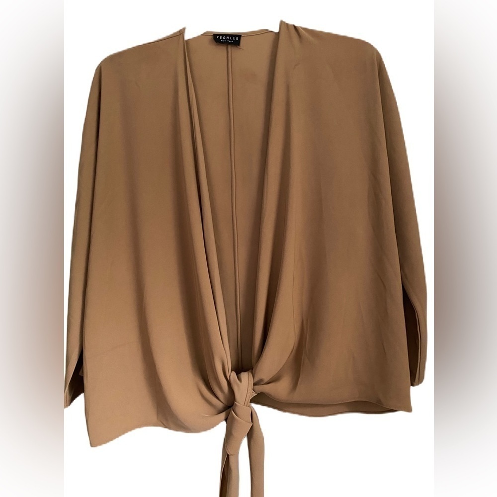 Yeholee Deep Long V-Neck Tie Front Knot Long Sleeve Sexy Crop Top Sz: Medium